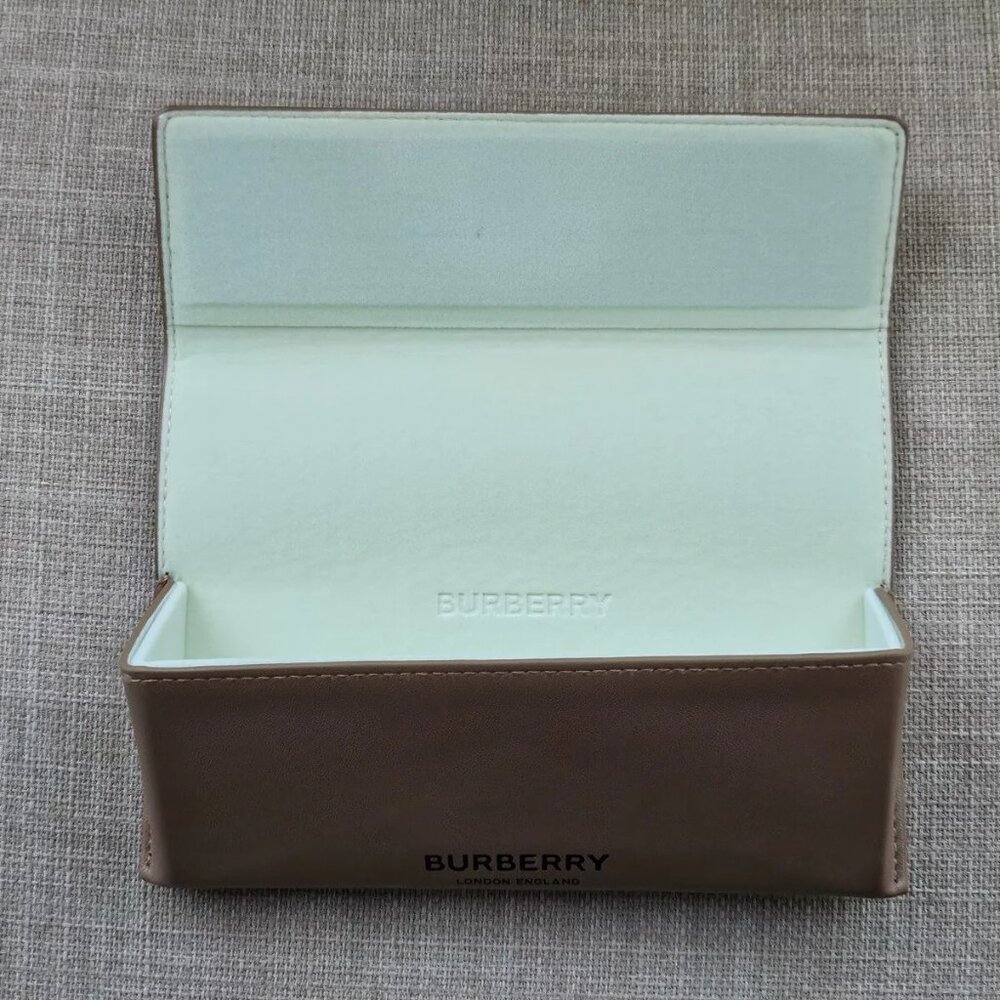 Burberry London England Glasses Case Semi Hard Case Brown Leather Triangle Case - Picture 8 of 13